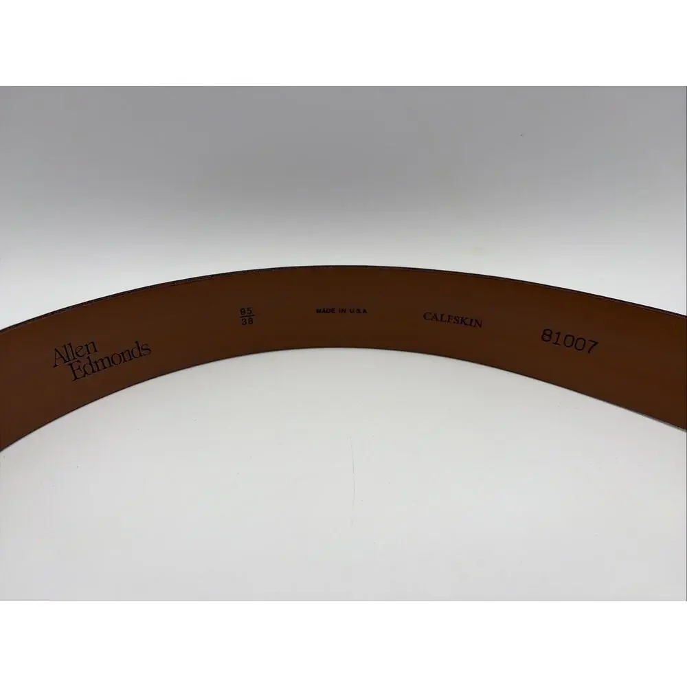 Allen‎ Edmonds Mens Belt Brown Leather Belt USA 95/38 Made In USA Calfskin
